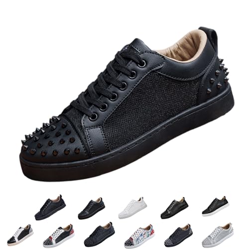 Men's Rivet Punk Sneakers Casual Fashion Low Top Lace Up Non-Slip Y2K Street Sneaker Comfortable Goth Dance Date Shoes