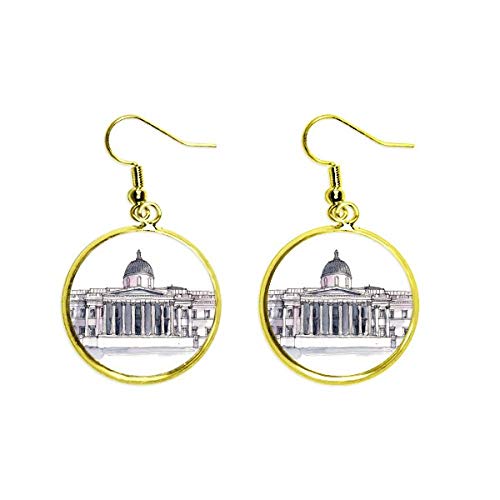 Pendientes colgantes dorados para mujer de metal estilo National Gallery