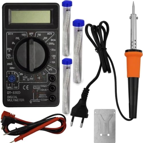 Kit Ferro Solda Completo 30w 40w 60w / Voltagem 220v + Estanho 30g + Multímetro + Suporte (30w)