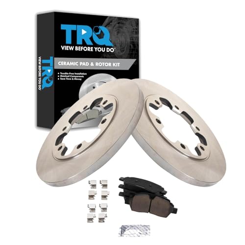 Image of TRQ Rear Brake Pad and Rotor Set Ceramic Compatible with 2015-2019 Ford Transit-350 HD