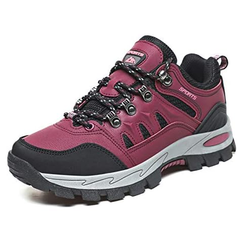 Walking Shoes Mens Womens Lightweight Hiking Shoes Outdoor Trekking Shoes Red Cover