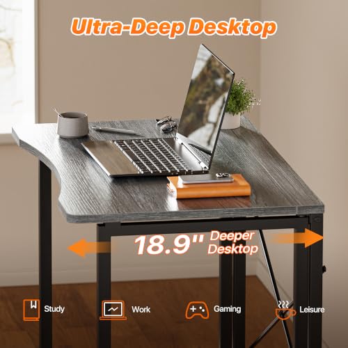 Image of Huuger Folding Desk for Small Spaces, 31.5 Inch Foldable Computer Table | Easy Assembly, Small Writing Work Office Computer Desk, for Home Office, Study, Bedroom, Dorm, Space Saving, Grey