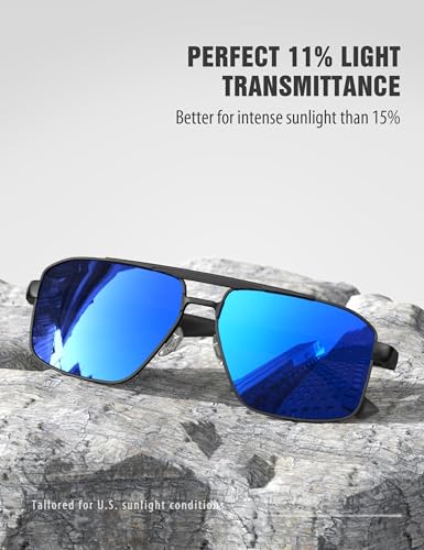 Image of Luenx Aviator Sunglasses Polarized Men Women Square UV400 Driving | Big Head Fit,Polygon Shades,Lightweight,Adjustable Nose Pads,Anti-slip,Impact-resistant,Scratch-Resistant,Gift-Ready Set
