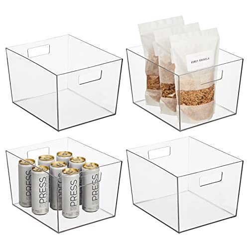 Nate Home mDesign by Nate Berkus Wide Plastic Bin with Handles | Perfect Organizer for Kitchen Storage or Fridge, and Pantry Organization from mDesign - Set of 4, Clear -  MetroDecor, 22785MD