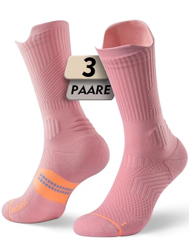 Juclise Bambus Kompressions Laufsocken Coolmax Sportsocken Wandern Atmungsaktive Feuchtigkeitstransport Anti-Blasen (DE/NL/SE/PL Numerisch 35 38 Altrosa)