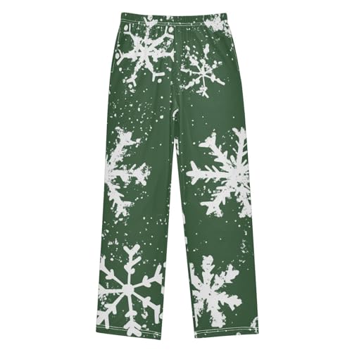 Snowflakes Boys Long Pants Soft Trousers Elastic Waist Kids Lounge Bottoms with Pockets S-XL