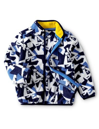 Image of Kids Printed Polar Fleece Jacket Toddler Baby Boys Girls Autumn Winter Warm Sherpa Lining Outerwear Soft Lightweight
