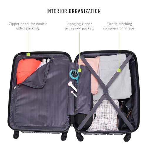 Image of Kenneth Cole REACTION Out of Bounds Lightweight Hardshell 4-Wheel Spinner Luggage, Rose Gold, 24-Inch Checked