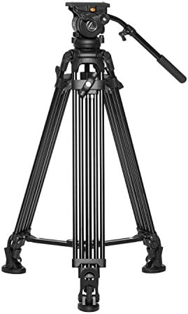 Ikan 2 Stage Aluminum Video Tripod w/ GH05 Fluid Pan/Tilt Head, Maximum Height: 67″, 75mm Bowl, Variable Tilt/Drag, 15.4lb Capacity, Includes Padded Shoulder Bag (EG05A2) - Black
