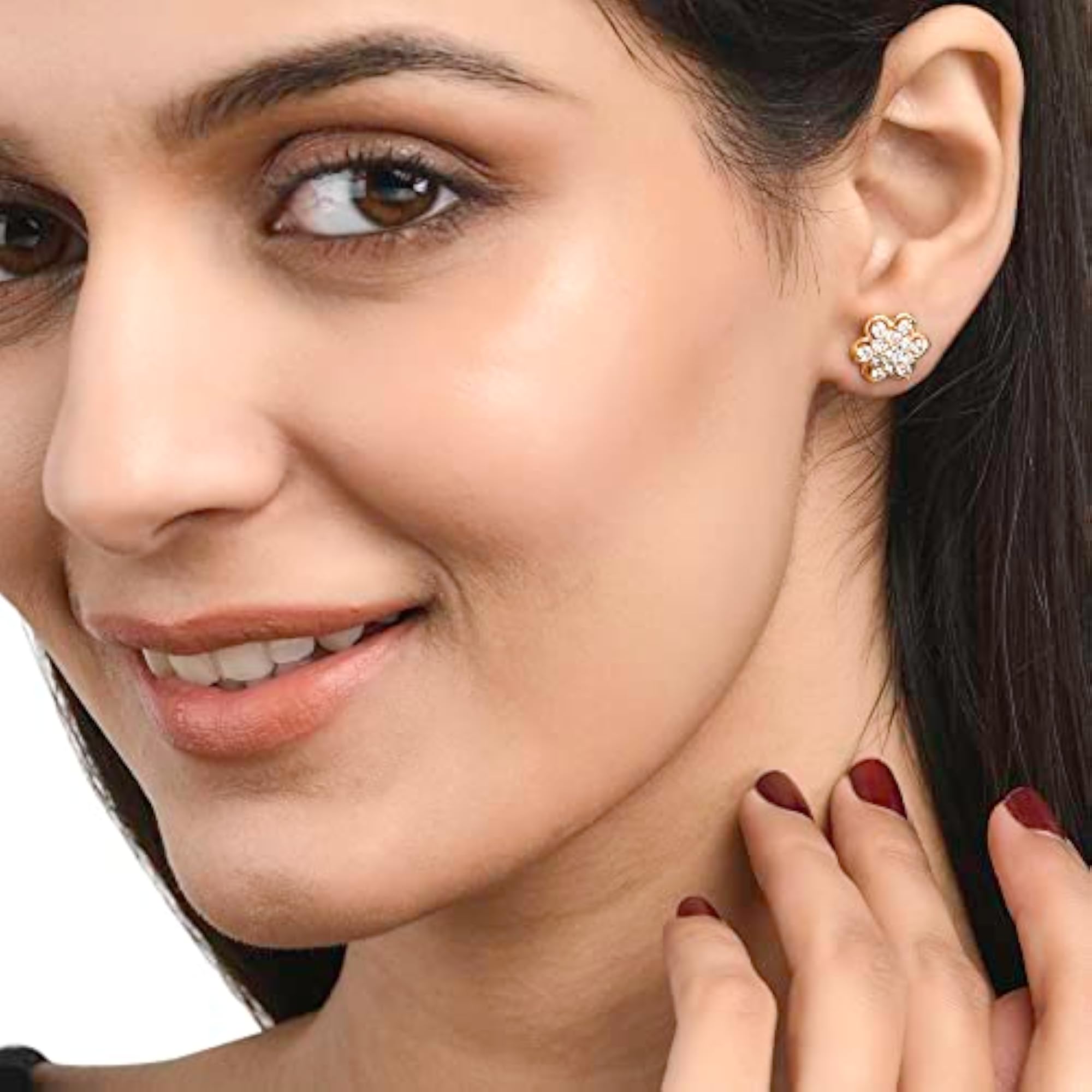 Round Cut CZ Gems Stud Earrings
