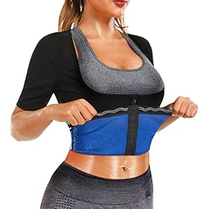 DYUAI Sauna Shrit for Women Sauna Short Sleeve Sauna Sweat Vest Sauna Suit Body Shaper Training Vest Heat Trapping Shirt…