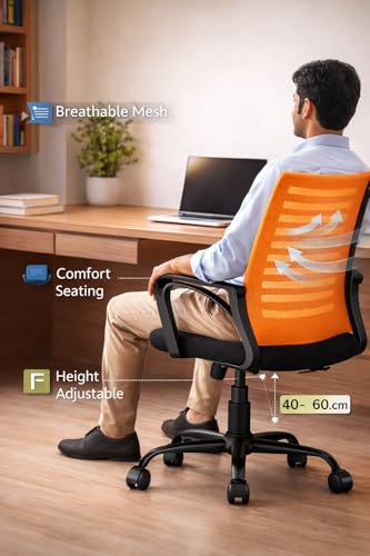 Image of Ergonomic 360 Swivel Office Chair for Home & Office Work with Back Support |Tilting & Height Adjustable Mechanism | Revolving Computer Chair for Home Study Use | Gaming Style Boss Chair
