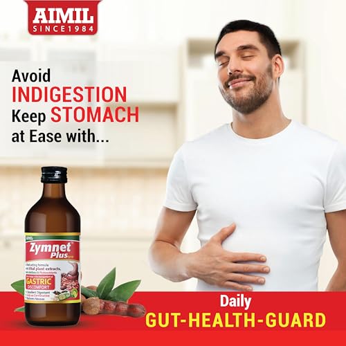 Image of AIMIL Zymnet Plus Syrup - 200ml | Ayurvedic Digestive Syrup for Gastric Discomfort & Acidity | Carminative Herbal Digestant Tonic to Control Nausea and Relieve Abdominal Pain