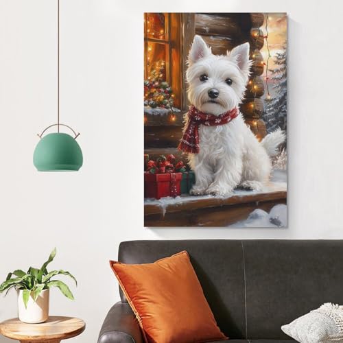 Terrier blanc des Highlands tableau toile pour masquer un mur vide et triste - 4
