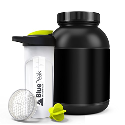 Bluepeak Protein Shaker Bottle 28 Oz With Dual Mixing Technology, Strong Loop Top, Bpa Free, Shaker Balls & Mixing Grids Included - On-The-Go Large Protein Shakers (2 Pack - Yellow & Black) #TOP5
