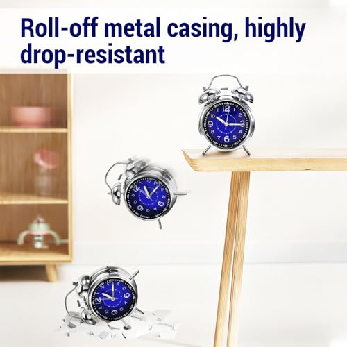 Reloj despertador súper fuerte de 4 pulgadas para el dormitorio de jóvenes y adultos 6