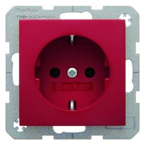 Preisvergleich Produktbild Hager Berk Steckdose SCHUKO 47438912 rot glänzend, Weiß