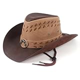 AAIXXIZAO Fedora Trilby Filzhut Hut Cowboyhut Männer Frauen Mode Jazz Kappe Vintage Outdoor Leder Cowgirl Hüte Seilkappen Ca. 56-59Cm Wie Bild4