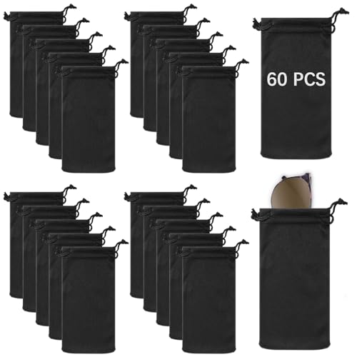 Image of Microfiber Glasses Pouch(30, 60Pack), Soft Sunglasses Bag Pouches Bulk with Drawstrings Eyeglass Case Cloth Sleeve