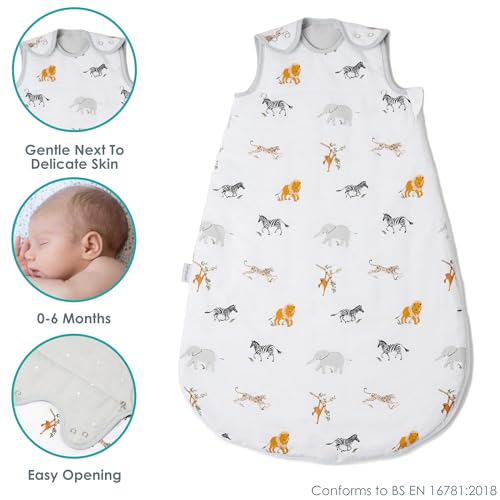 Clair de Lune Jungle Dream 2.5 Tog Baby Sleeping Bag - 0-6 Months, White - Image 3