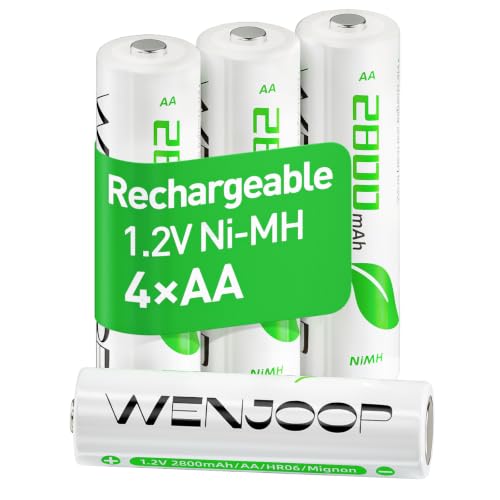 Image of Rechargeable AA Batteries, 2800mAh High Capacity, NiMH AA Rechargeable Batteries 4Pack Long Battery Life Double AA Batteries for Household, Toys & Gaming Controllers - 1.2V Low Self Discharge