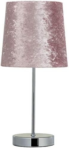 Crushed Velvet Table Lamp Bedside Tablelamp Shade & Base - Blush Pink