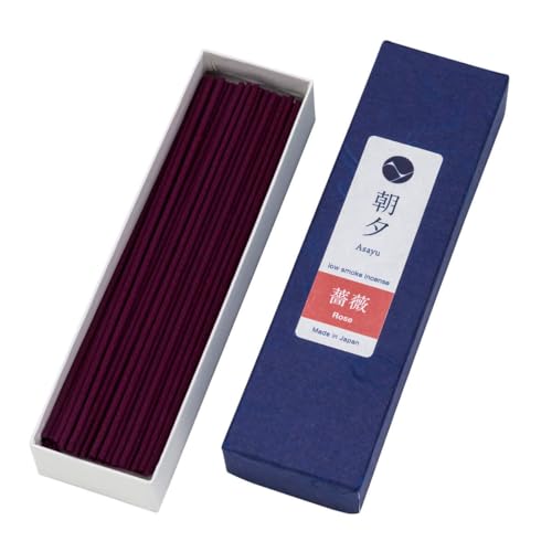 Asayu Japan Incienso Japonés Premium de Rosa   Varillas de Bajo Humo para Calma y Bienestar, Artesanales con Materiales Naturales, Hecho en Japón   20g