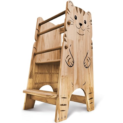 Shandra Kids Kitchen Step Stool for Toddlers, Toddler Tower Adjustable Stool – Montessori Toddler Stool