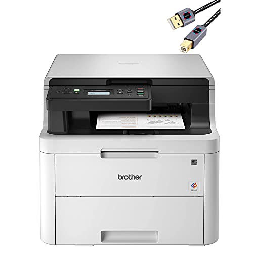 Brother HL L32 Series Compact All-in-One Business Home Office Digital Color Printer I Print Copy Scan I Wireless I Mobile Printing I Auto 2-Sided Printing I 25 PPM I 250 Sheets Tray + Printer Cable