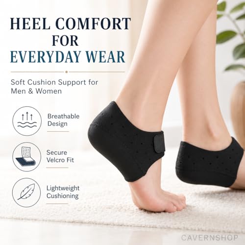 Image of Silicone Gel Heel Cups, Black, Men & Women | Soft Heel Cushion Pads, Breathable Design, Adjustable Heel Protector Support, For Daily Wear, Walking, Shoes & Foot Comfort
