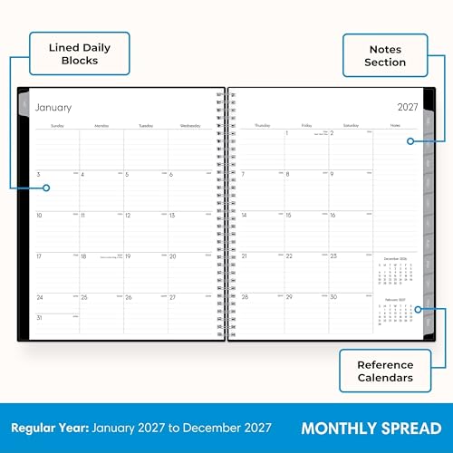 Image of Blue Sky 2027 Weekly and Monthly Planner Calendar, Includes January 2027 - December 2027, 8.5 inch x 11 inch, Flexible Cover, Wirebound, Laminated Tabs, Storage Pocket, Enterprise