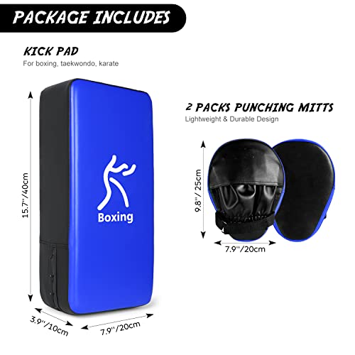 Odoland Handpratzen Set 2 IN 1 mit PU Pratzen Schlagpolster für Boxsack Boxen Kickboxen Boxtraining Kampfsport Pratze Thai Kick Boxen Pratzen Blau