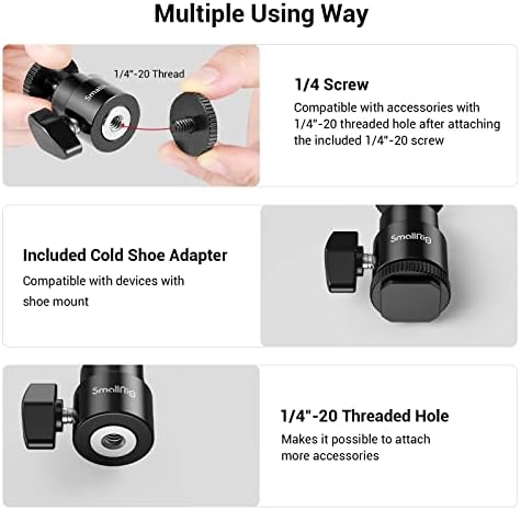 SMALLRIG Mini Ball Head głowica kulowa 2 szt. z adapterem zimnej stopki do monitora DSLR Gopro - 2059