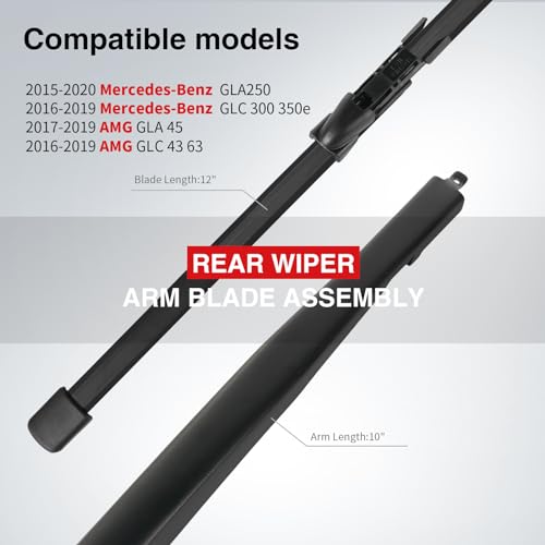 OTUAYAUTO Rear Windshield Wiper Arm Blade Assembly - Replacement for Mercedes-Benz GLA 250 2015-2020 AMG GLA 45 15-19, GLC 300 350e AMG GLC 43 63 16-22, E63 AMG S 18-21 Back Wiper Accessories by OTUAYAUTO - Image 2