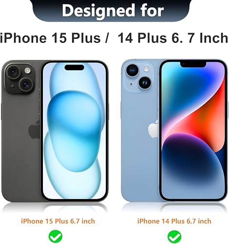 Image of Dsynk Gear Case for iPhone 15 Plus /14 Plus, Black | Compatible with Mag-Safe | Built-in Stand & Lens Protector | Anti-Yellowing, Scratch-Resistant, Crystal Clear Back Cover