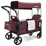MOMFANN Stroller Wagon for 2 Kids, Baby Wagon Stroller with Adjustable Handle for Infants and Toddlers with Canopy & Organizer, Foldable and Convenient for Storage, Purple