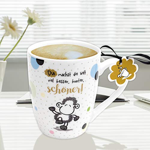 Sheepworld 59601 Lieblingstasse, Du Machst Die Welt Besser, Kaffee-Tasse, mit Geschenk-Anhänger, 30 cl Taza, Porcelana - Imagen 5