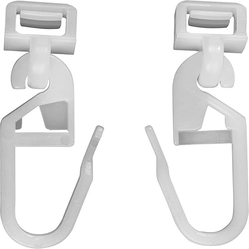 DWUENT 20PCS Durable Plastic Curtain Glider Hooks - Universal Fit for Caravan, Campervan & Home Tracks, Effortless Sliding, Sturdy White Curtain Clips (34mm)
