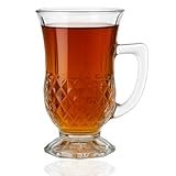 yersiz Türkische Teegläser mit Fuß, Set mit 6 Tassen, kristallklare Tee- und Latte-Gläser, schlankes Taillendesign und dicke Sohle verhindern, dass die Getränke kalt werden, spülmaschinenfest, 156 ml