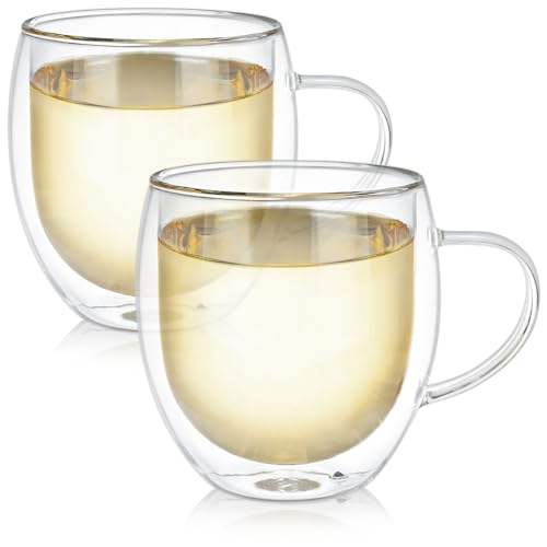 Teabloom COMINHKG095290 Oversized Insulated Borosilicate Glass Mugs (17 Oz / 500 Ml) – Set Includes 2 Mugs + 2 Blooming Teas thumb #5