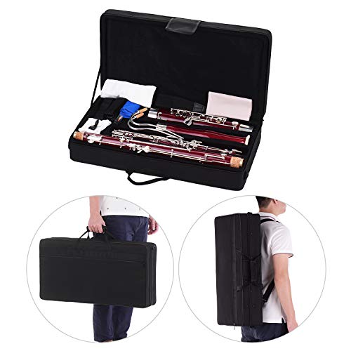 Bassoon,Muslady C Key Maple Wood Body Woodwind Instrument with Reed Cleaning Cloth Carrying Case