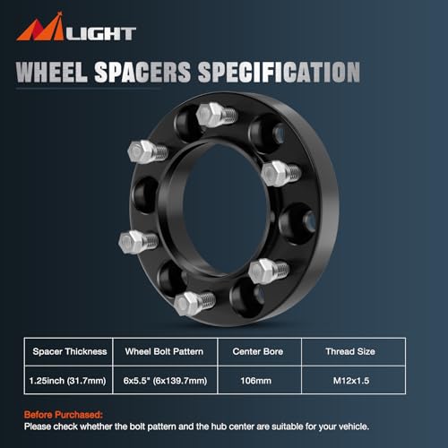 Image of Nilight 6x5.5 Wheel Spacers for Toyota Tacoma 4Runner, 4PCS