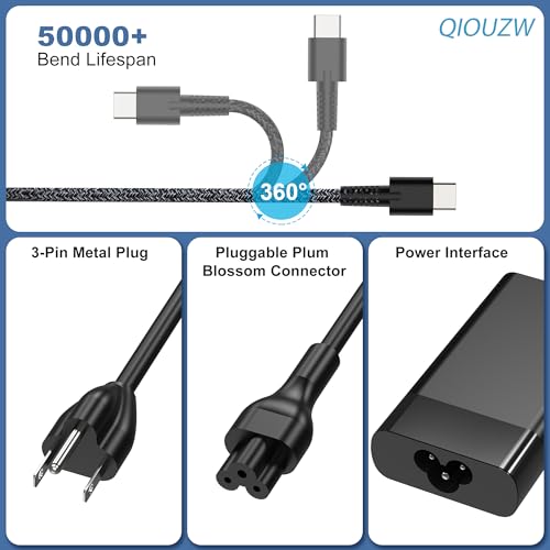 Image of 65W USB C Laptop Charger Compatible with HP Spectre X360 Elitebook Omnibook Envy Chromebook Elite x2 Fast Charing Travel Type C AC Adapter Power Cord Supply