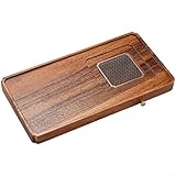 Bandeja de té funcional de nogal con estructura de madera, panel de drenaje extraíble, drenaje oculto, decoraciones de aleación de zinc, perfecta para ceremonias de té y uso diario.
