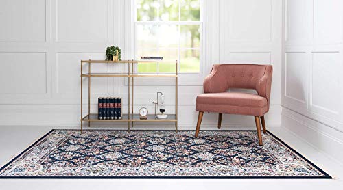 Tapete decorativo rectangular 245x305 cm azul y beige miniatura 3