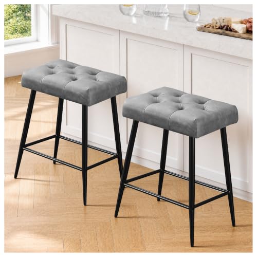 STOOLINK 2er Set Barhocker, Barstuhl mit Mikrofaser-Leder, Ohne...