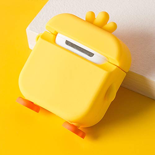 Luvi For Airpods Pro Case Cute Cartoon Lovely Duck Chicken Soft Rubber Silicone Flexible 3D Cover With Hand Strap Support Wireless Charging Luxury Fashion Skin For Airpods Pro 2019 Yellow #TOP3