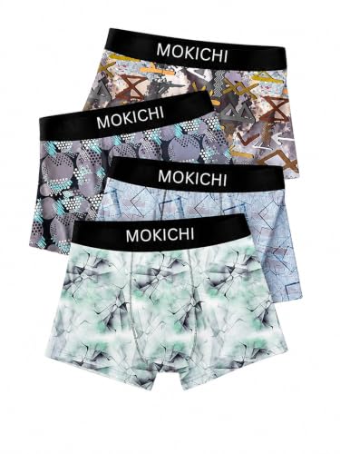 Image of Men's Printed Trunks | Boxer Brief Underwear with Broad Elastic Waistband and Contoured Pouch | Multicolour, Pack of 4