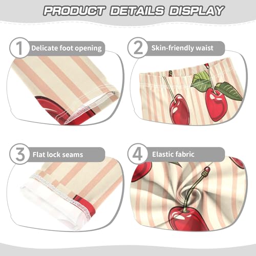 Bolaz Toddler Girls Leggings Printed Yoga Pants Leggings Striped Cherries for Kids3