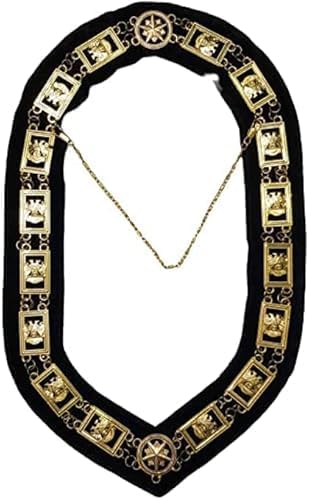 Masonic Regalia 32nd Degree Free Mason 32 Degree Wings Down Scottish Rite Metal Golden Chain Collar Black Backing